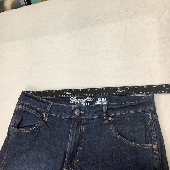 Wrangler Men's Retro Slim Fit Straight Leg Jeans Size 36 x 34 Dark Wash 88MWZDS - Picture 6 of 7